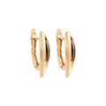 Smooth curved gold-tone earrings with a leverback clasp on a white background