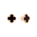 11 mm four-leaf clover stud earrings with black enamel