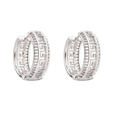 Openwork Greek key hoop earrings, 18 mm