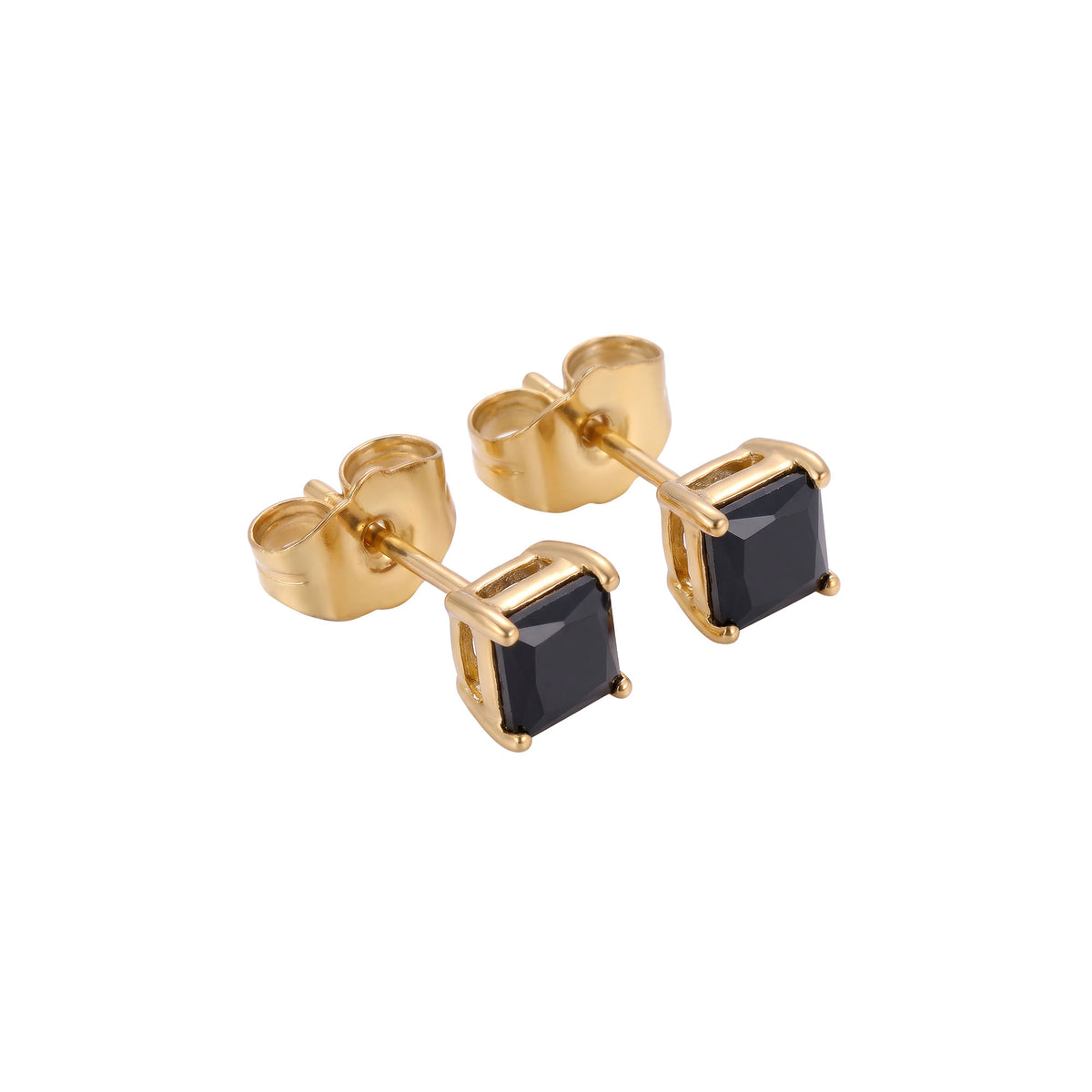 Black | Classic studs with a 5 mm square black cubic zirconia