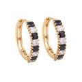 Gold | Gold-plated hoop earrings with square cubic zirconia