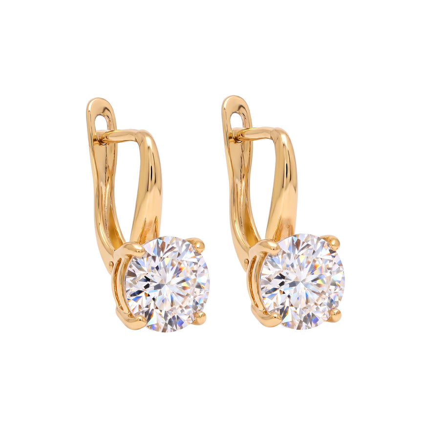Round cubic zirconia drop earrings