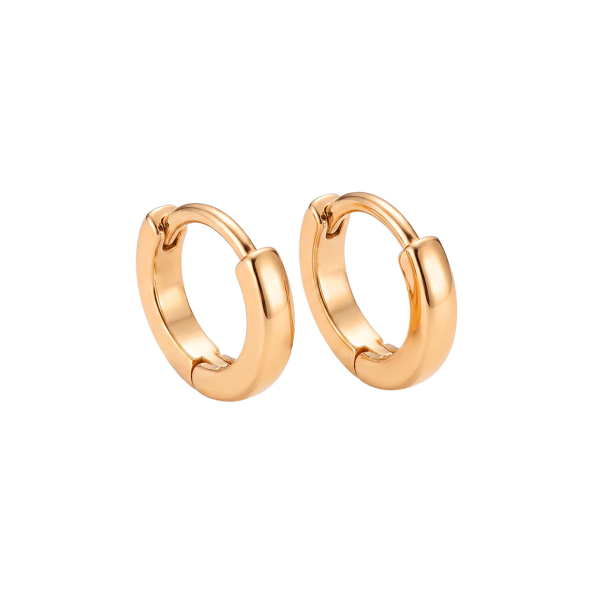 Pair of smooth hinged hoop earrings with a thicker band