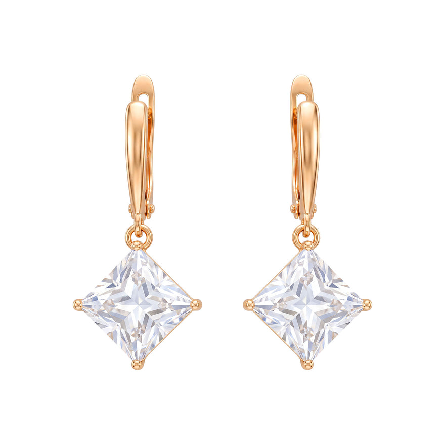 Rhombus cubic zirconia drop earrings