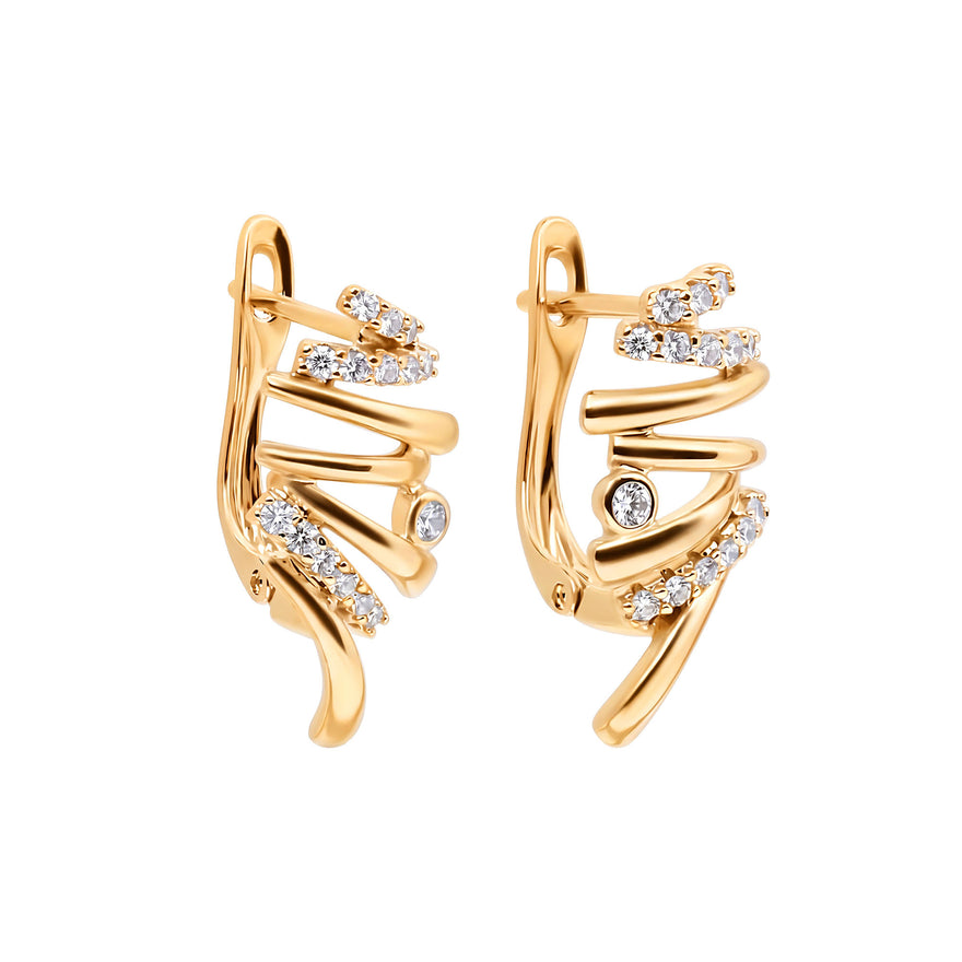 Spiral earrings with cubic zirconia