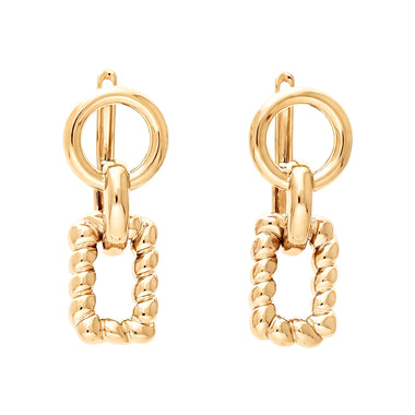 Ring and twisted rectangle earrings