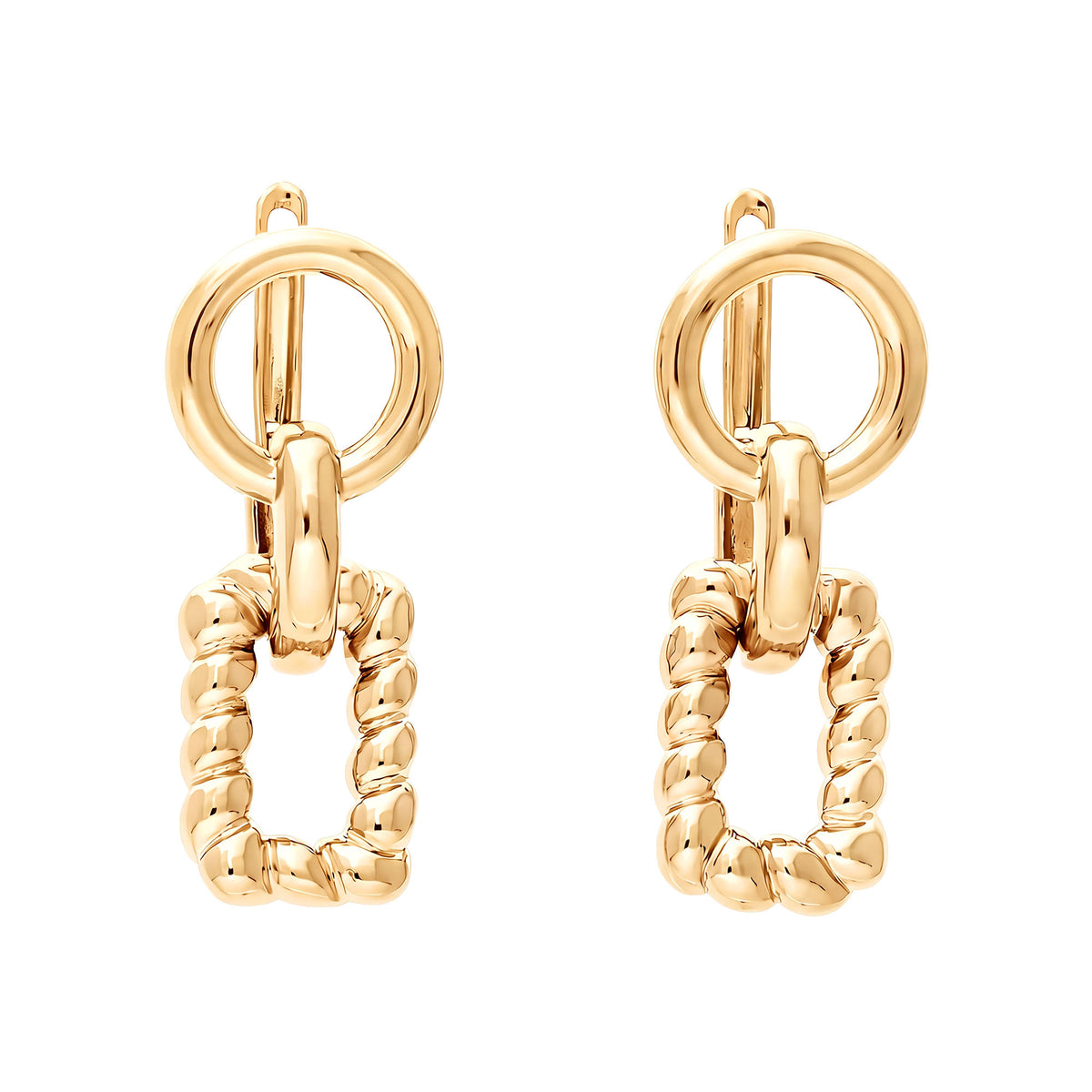 Gold | Gold-tone ring and twisted rectangle earrings, pair