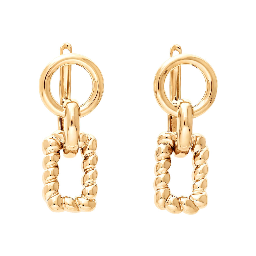 Ring and twisted rectangle earrings