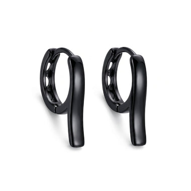 Black hoop earrings with a long bar
