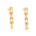 Gold-tone U-link chain earrings with ball ends, pair
