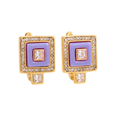 Square purple ceramic earrings