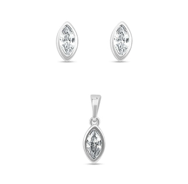 Marquise-cut stud and pendant set