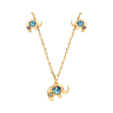 Elephant necklace and stud earrings set