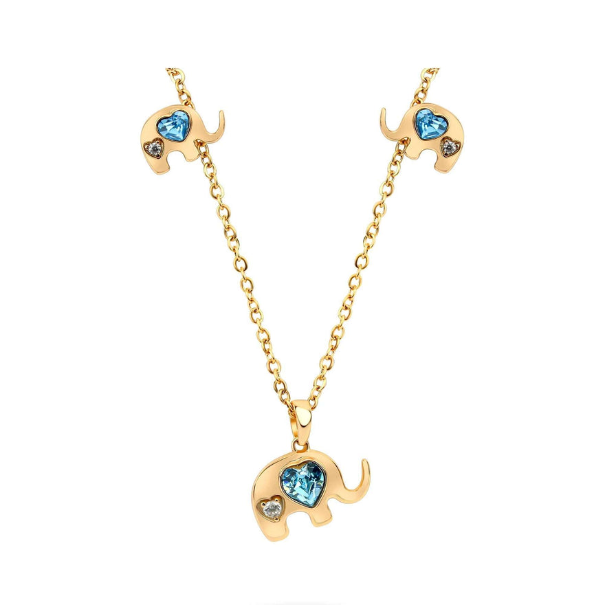 Elephant necklace and stud earrings set