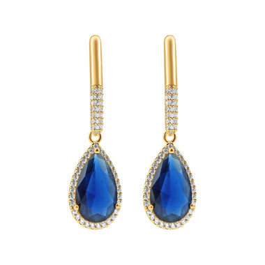 Blue teardrop cubic zirconia earrings