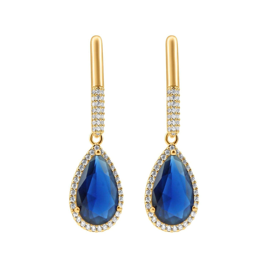 Blue teardrop cubic zirconia earrings
