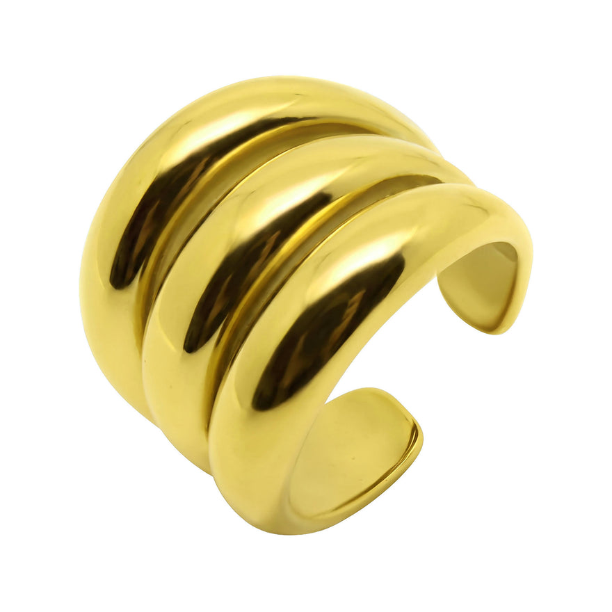 Chunky wavy open ring with three bands