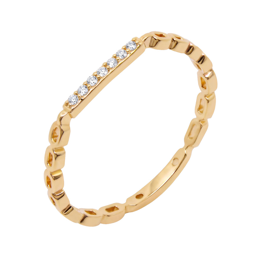 Slim stacking ring with cubic zirconia