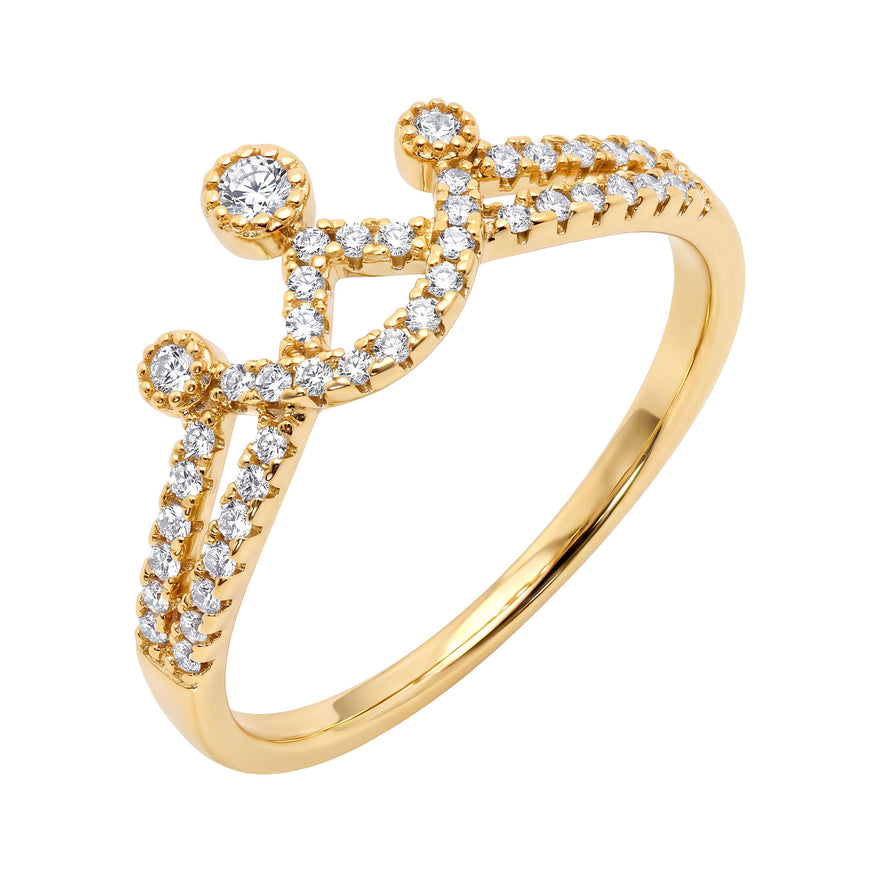 Crown ring with white cubic zirconia