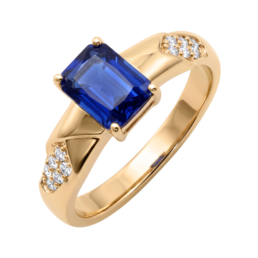 Blue rectangular stone cocktail ring