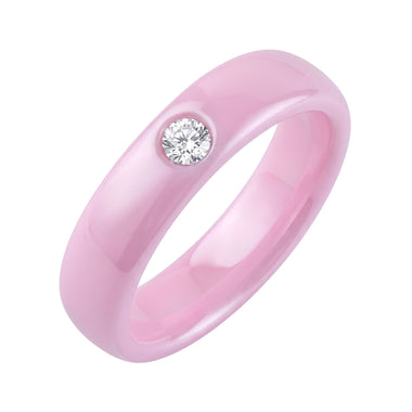 Pale pink ceramic solitaire ring