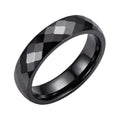 6 mm wide black ceramic ring with a faceted glossy surface