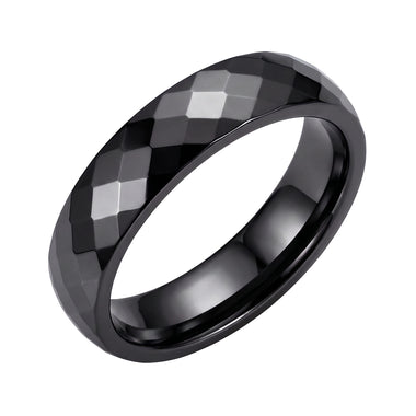 Faceted black ceramic ring, 6 mm