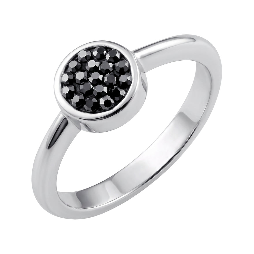 Black pavé ring in sterling silver