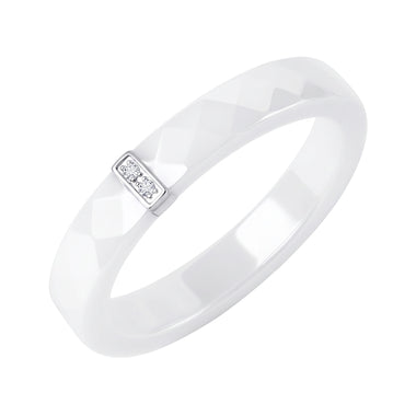 Two-stone white ceramic ring, 4 mm