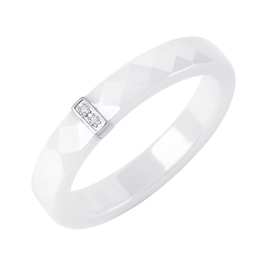 Two-stone white ceramic ring, 4 mm