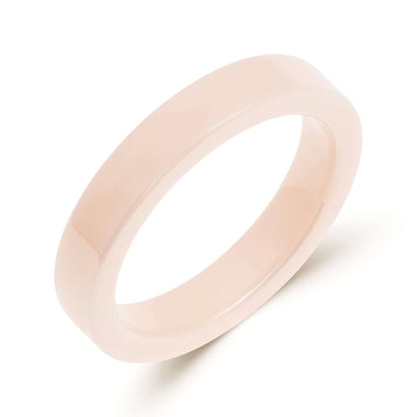 Glossy beige ceramic band ring, 4 mm