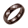 Brown ceramic ring with a glossy faceted surface, minimalist design