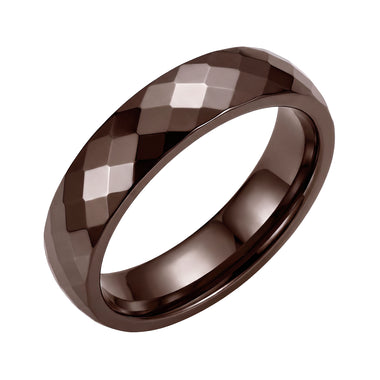 Glossy brown faceted ceramic ring