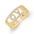 Gold-plated LOVE ring with white cubic zirconia lettering