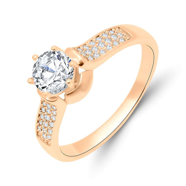 Solitaire ring with pavé shoulders
