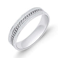 Platinum-tone ring with a chain band between two rows of sparkling cubic zirconia