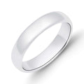 Smooth rounded wedding band in silver tone with platinum plating on white