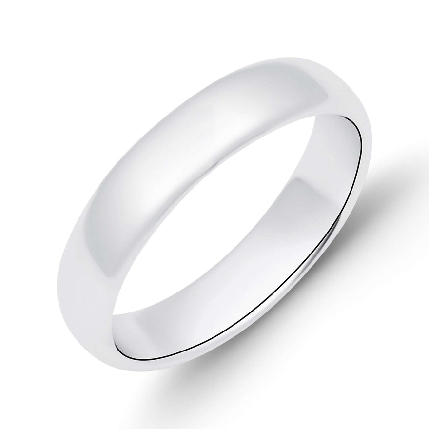 Rounded silver-tone wedding ring, 4 mm