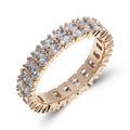 Gold-plated eternity ring with two rows of clear oval crystals all round