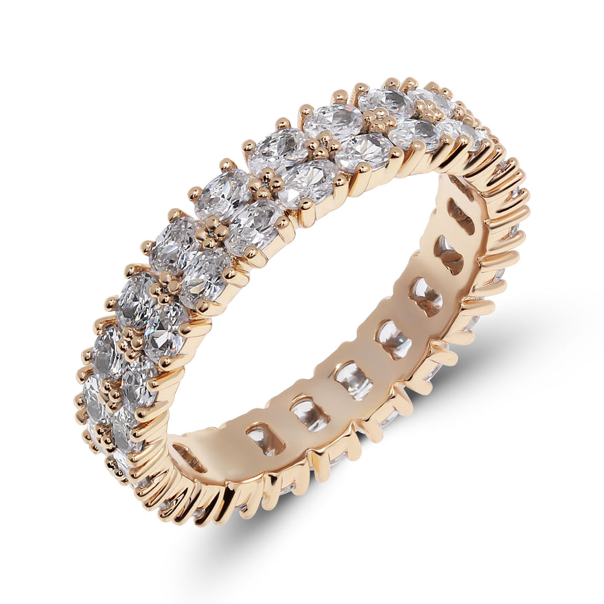 Clear oval cubic zirconia eternity ring