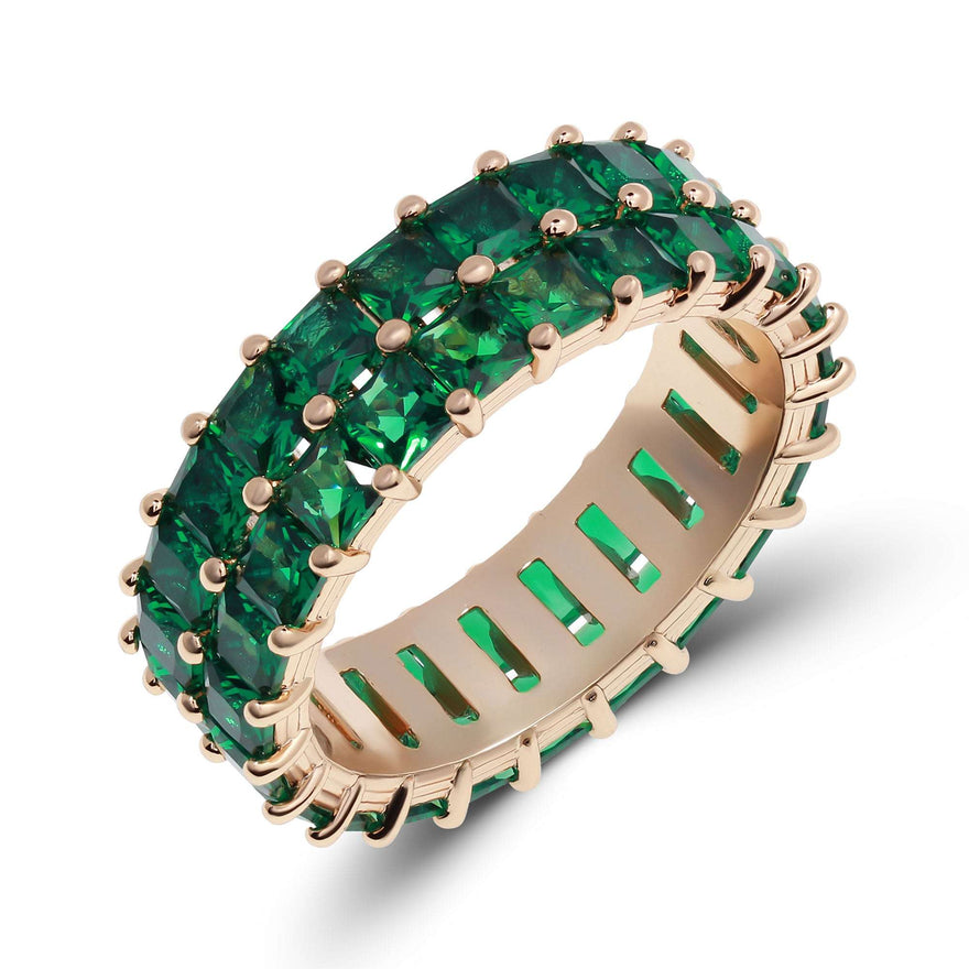 Emerald-green eternity ring, 8 mm