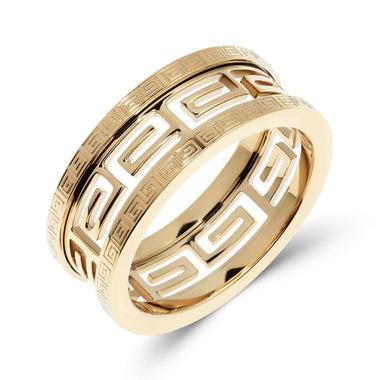 Greek key ring with an openwork centre