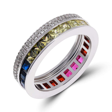 Rainbow cubic zirconia ring, 6 mm