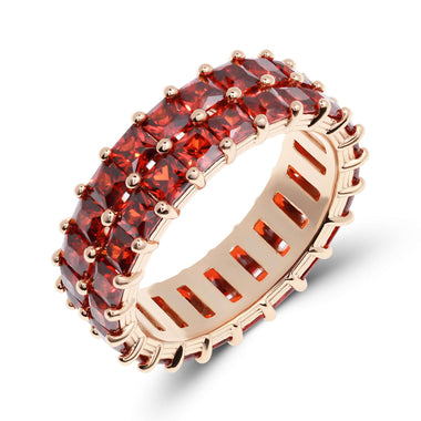 Two-row red cubic zirconia ring