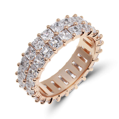 Two-row cubic zirconia eternity ring