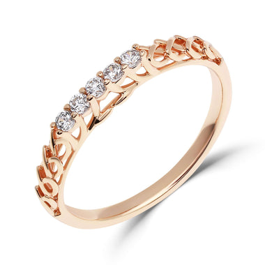 Openwork crown ring with five stones