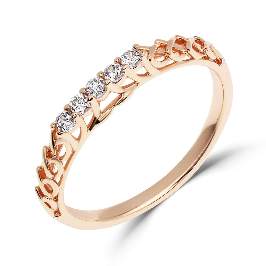 Openwork crown ring with five stones