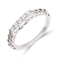Narrow openwork ring with five clear cubic zirconia in a silver tone