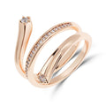 Spiral ring with a cubic zirconia band and two larger end stones