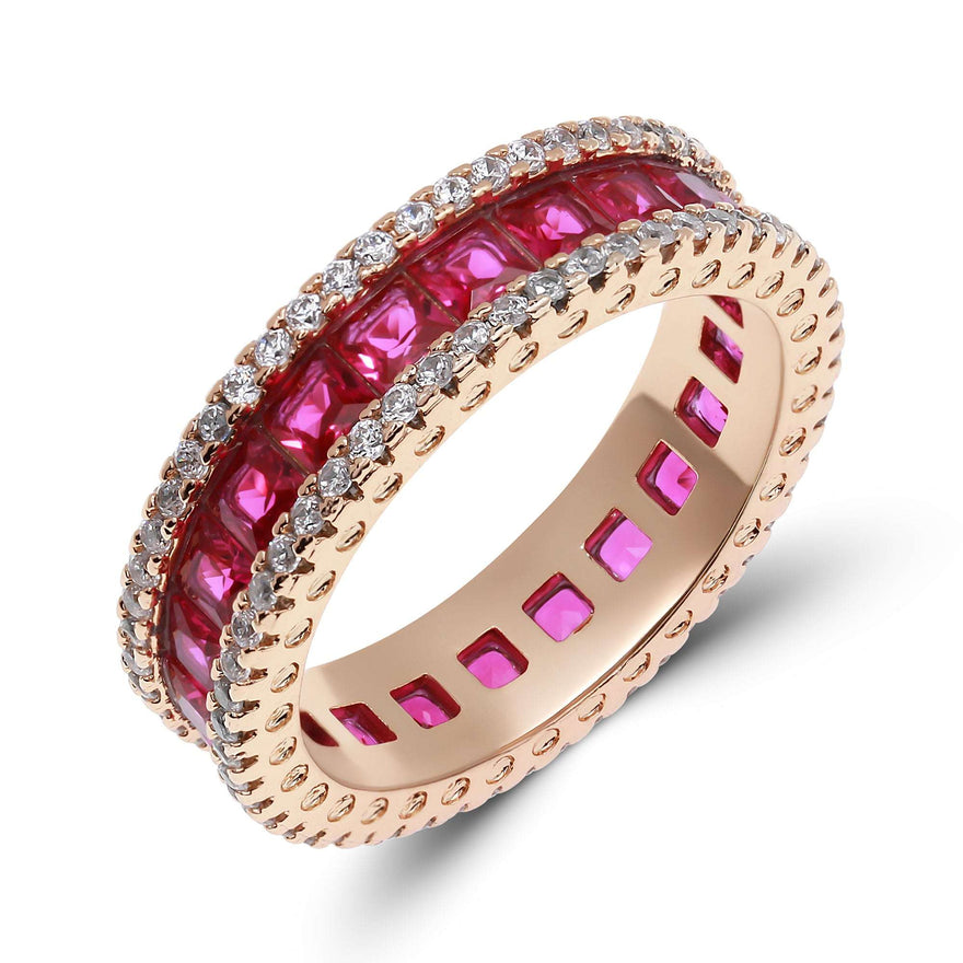 Pink cubic zirconia eternity ring